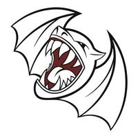 Fierce bat illustration with sharp fangs and menacing expression vector