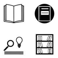Education and learning set featuring books lightbulb and magnifying glass vector