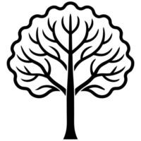 Stylized black and white tree illustration with wavy crown for ecological designs vector