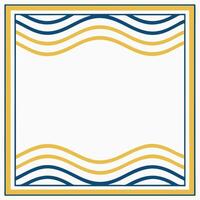 Elegant square frame with navy and gold waves pattern graphic background design vector
