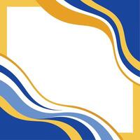 Blue and gold abstract frame with wavy stripes for creative projects and invitations vector
