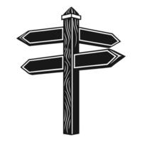 Wooden signpost with directional arrows black and white design for travel and navigation concepts vector