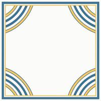 Blue and yellow border frame with corner accents for invitations and designs vector