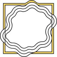 Elegant abstract frame with yellow border and wavy lines for creative design work vector