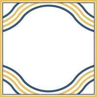 Modern square frame design with navy blue and gold wavy lines border vector