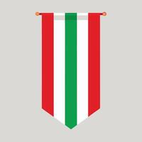 Flat pennant banner with red white and green stripes against a neutral background vector