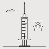 Mosquito borne illness prevention with vaccine injection outline design concept idea vector