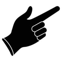 Black silhouette hand with pointing finger shows direction indicating right side vector