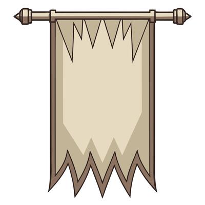 Blank medieval banner with tattered edges for text or graphic design