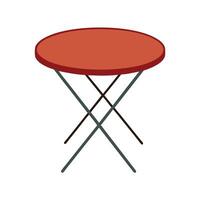 Isolated round folding table illustration with metal frame in red and green shade vector