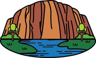 A mountain with a river flowing through it vector