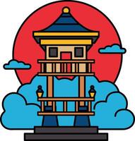 illustration of a japanese pavilion vector