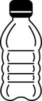 black and white illustration of a bottle of water with a cap vector