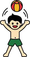 A boy playing with a beach ball vector