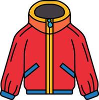 A red jacket with a yellow zipper vector