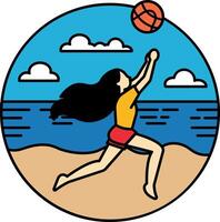 A woman playing beach volleyball vector