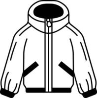 black and white illustration of a jacket with a zipper vector