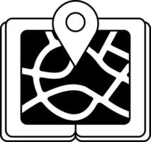 black and white illustration of a map with Location Pin vector