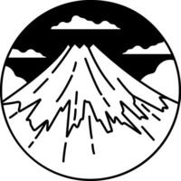 black and white single icon of a Mount Fuji vector
