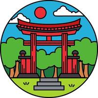 single icon of a japanese torii gate vector
