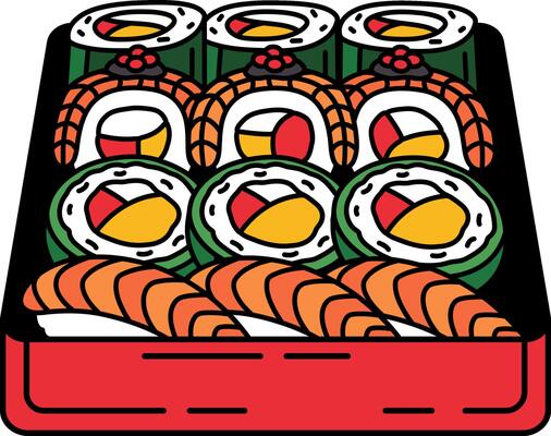 illustration of a japanese sushi bento