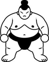 black and white single icon of a Sumo wrestler vector