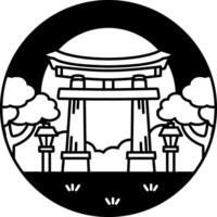 black and white single icon of a japanese torii gate vector