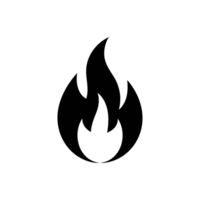 A bold, black flame icon featuring a stylized design with sharp, flowing lines. cutouts png