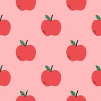 Apple summer pattern on pink background. Simple seamless pattern with apples. design for greeting card and invitation of seasonal summer holiday vector