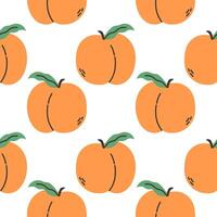 Peach summer pattern on white background. Simple seamless pattern with peaches. design for greeting card and invitation of seasonal summer holiday vector