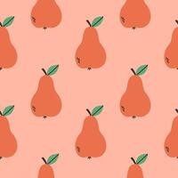 Red pear summer pattern on pink background. Simple seamless pattern with pears. design for greeting card and invitation of seasonal summer holiday vector