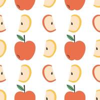 Apple summer pattern on white background. Simple seamless pattern with apples. design for greeting card and invitation of seasonal summer holiday vector