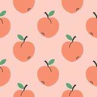 Peach summer pattern on pink background. Simple seamless pattern with peaches. design for greeting card and invitation of seasonal summer holiday vector
