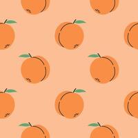 Peach summer pattern on orange background. Simple seamless pattern with peaches. design for greeting card and invitation of seasonal summer holiday vector