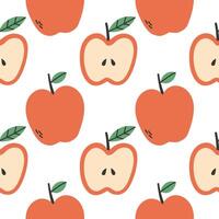 Apple simple summer pattern on white background. Simple seamless pattern with apples. design for greeting card and invitation of seasonal summer holiday vector