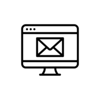 A simple black icon shows a computer monitor displaying an envelope, symbolizing email communication cutouts png