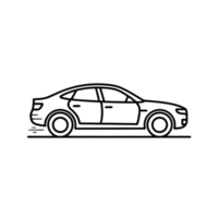 A simple line drawing depicts a side view of a car, showcasing its streamlined shape and sleek design cutouts png