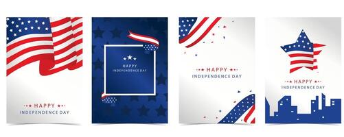 4th of July Independence Day background with flag party for a4 vertical design vector