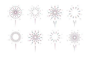 firework object in night for fourth of July. Red and blue firecracker for 4th of July vector