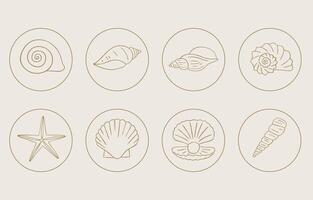 summer gold icon with shell circle for kid design vector