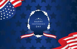 July Independence Day background with flag party for a4 horizontal design vector