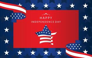 4th of July Independence Day background with star flag party for a4 horizontal design vector