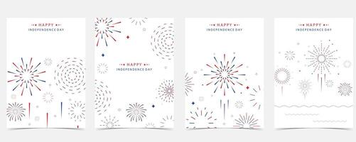firework 4th of July Independence Day background for a4 vertical design vector
