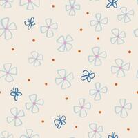 Beautiful Floral Seamless Pattern with Butterflies. Simple and Elegant Texture with Flowers in Pastel Beige vector