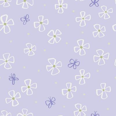 Beautiful Floral Seamless Pattern with Butterflies. Simple and Elegant Texture with Flowers in Pastel Blue