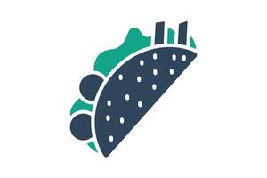 Taco icon. solid icon style. icon related to casual and customizable food. catering elements illustration vector