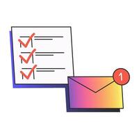 To-do checklist, mail with notification. Email marketing. Daily tasks. Online workflow concept. Newsletter checklist. flat illustration, gradient elements vector