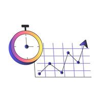 Effective time management. Timer clock, Financial chart. Financial analysis, time management, economic studies, data visualization. gradient elements. vector