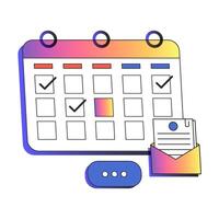 Calendar, Envelope with Letter. Time management. Planning and strategy. To-do checklist. Productivity concept. flat illustration, gradient vector