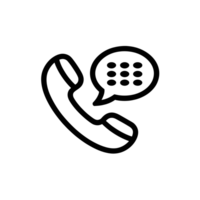 A simple black line icon shows a telephone receiver with a speech bubble displaying dots, suggesting communication or contact cutouts png